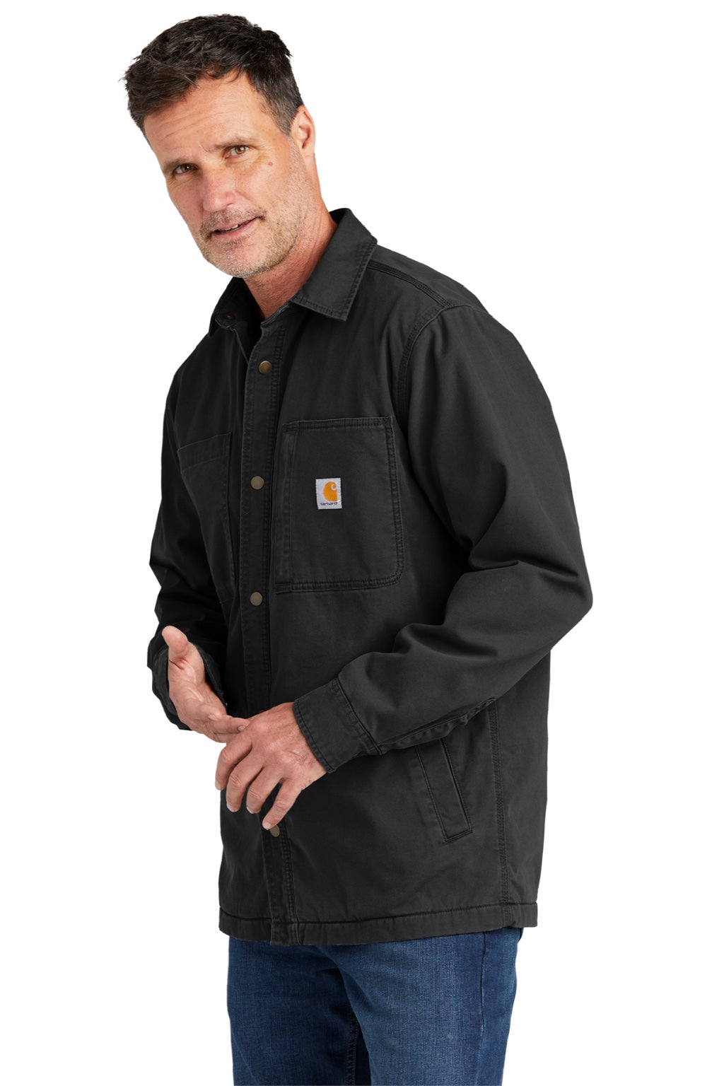 Carhartt CT105532 Mens Black Rugged Flex Fleece Lined Button Down
