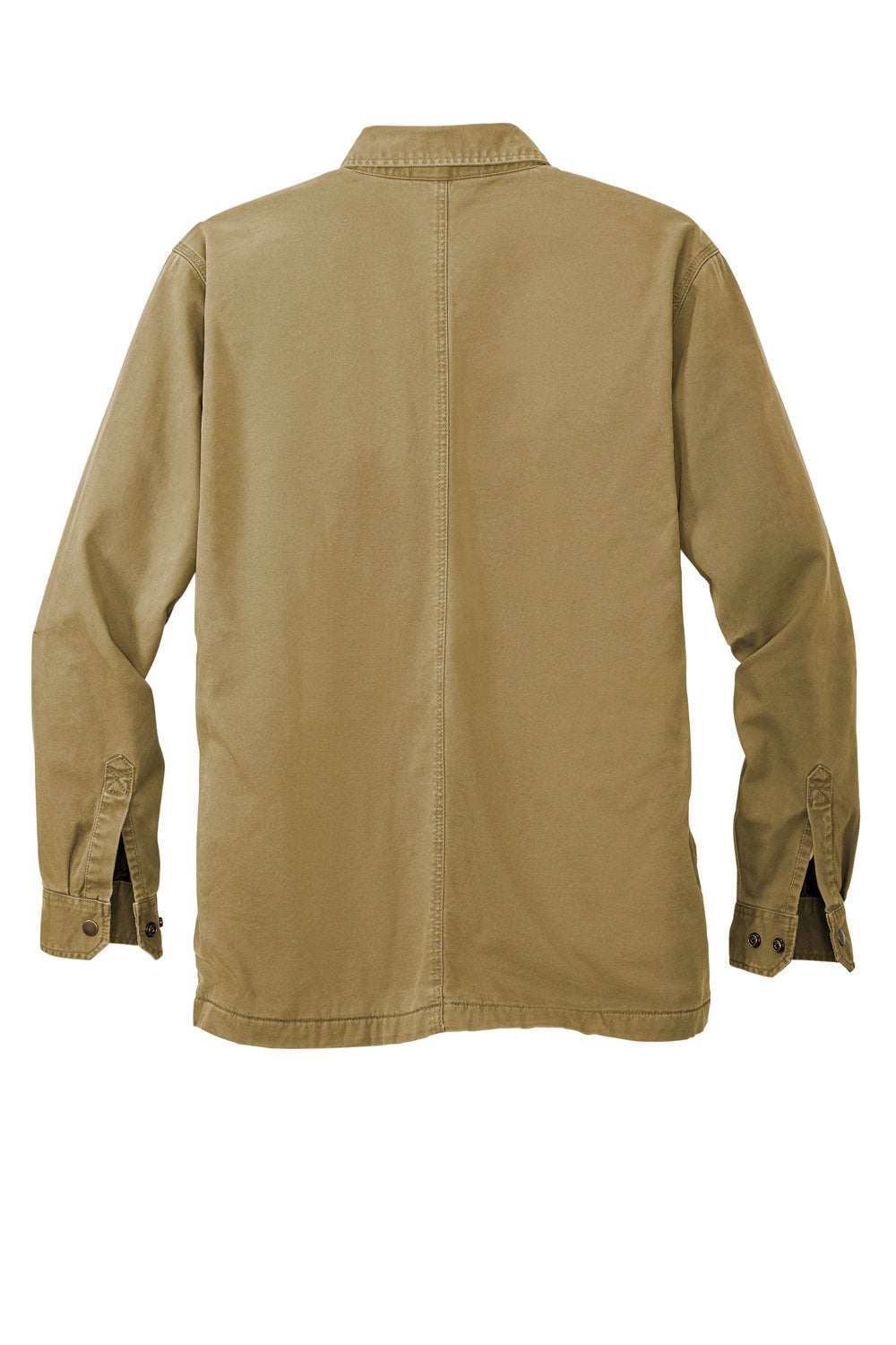 Carhartt CT105532 Mens Rugged Flex Button Down Shirt Jacket Dark Khaki Brown Flat Back
