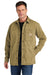 Carhartt CT105532 Mens Rugged Flex Fleece Lined Button Down Shirt Jacket Dark Khaki Brown Model Front