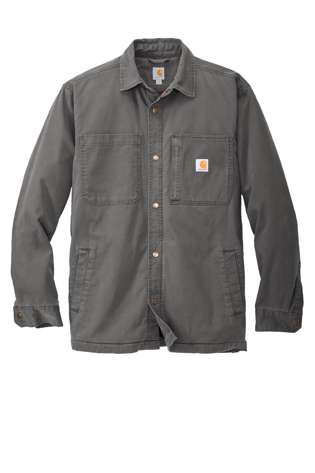 Carhartt CT105532 Mens Rugged Flex Fleece Lined Button Down Shirt Jacket Shadow Grey Flat Front