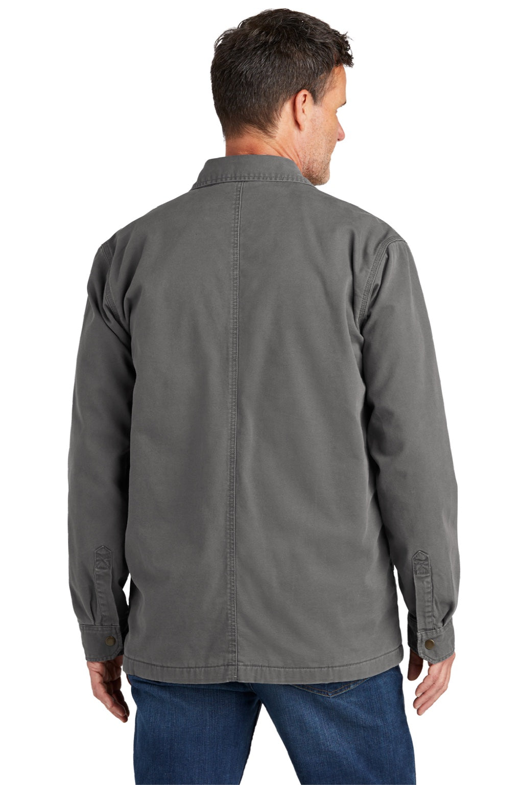 Carhartt CT105532 Mens Rugged Flex Fleece Lined Button Down Shirt Jacket Shadow Grey Model Back