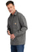 Carhartt CT105532 Mens Rugged Flex Fleece Lined Button Down Shirt Jacket Shadow Grey Model Side