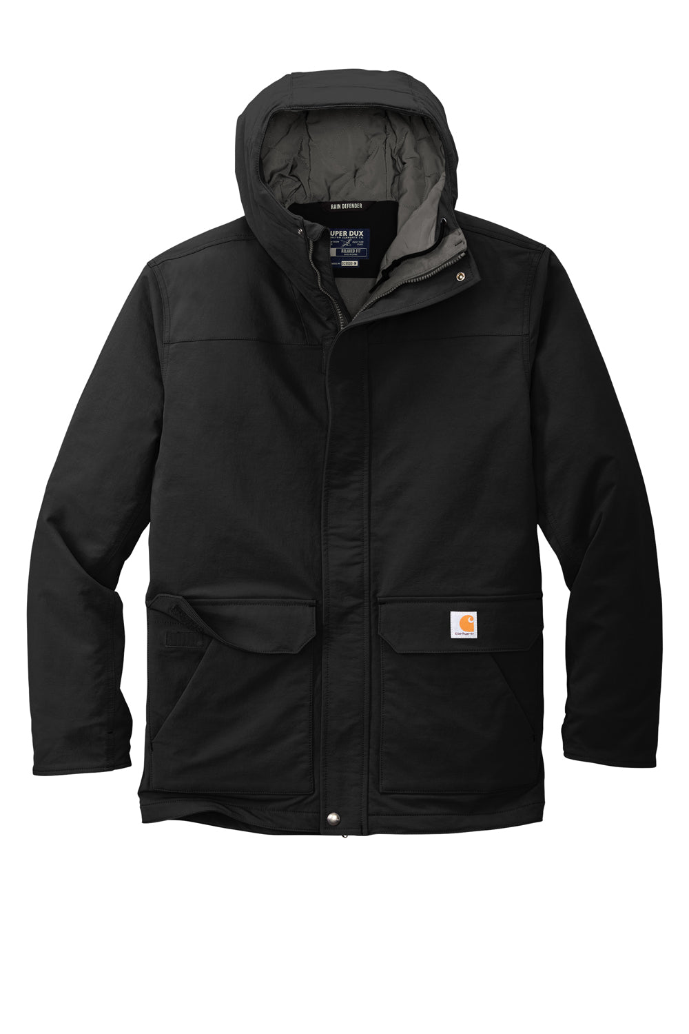 Carhartt CT105533 Mens Super Dux Wind & Water Resistant Full Zip Hooded Jacket Black Flat Front