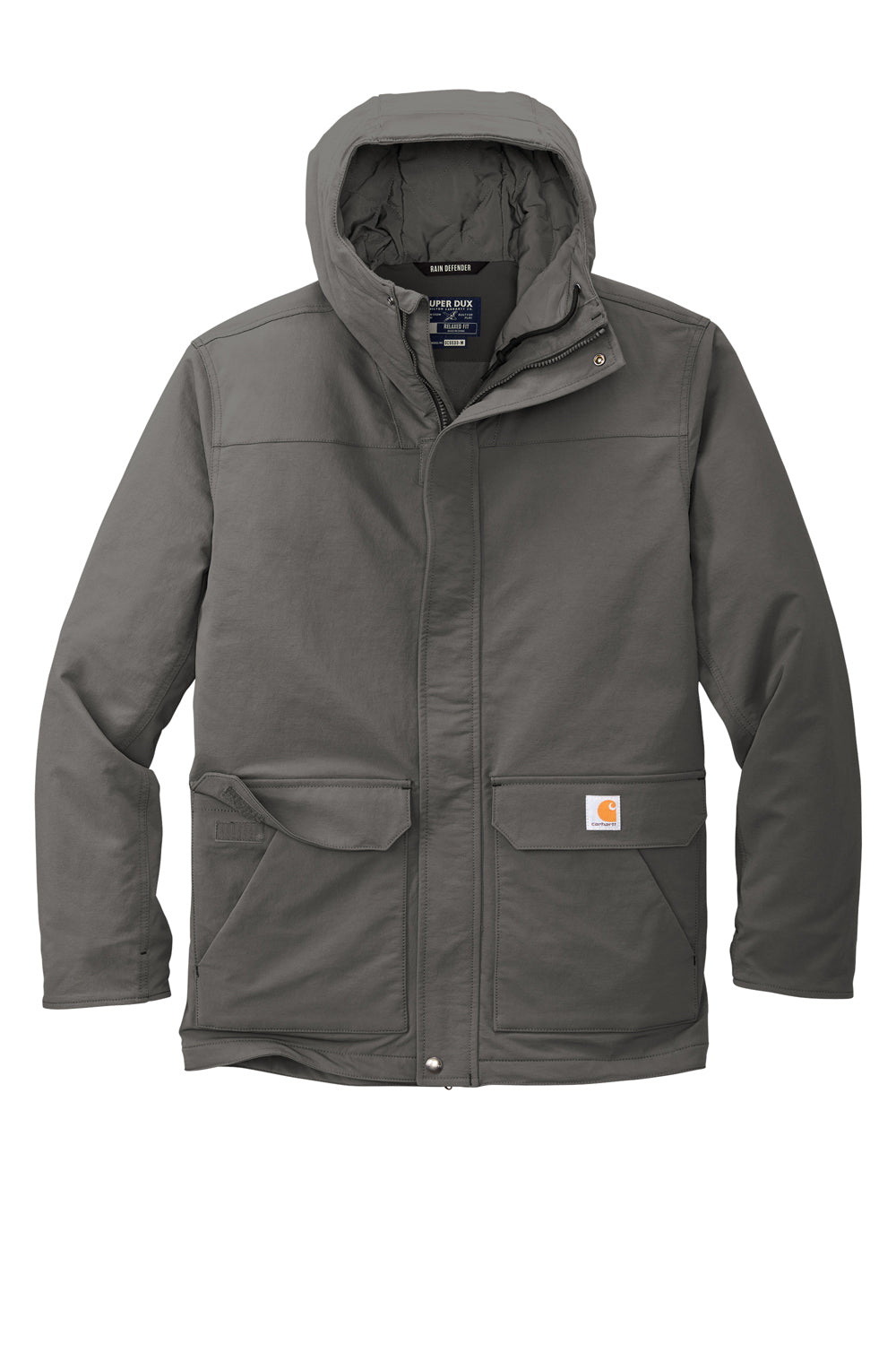 Carhartt CT105533 Mens Super Dux Wind & Water Resistant Full Zip Hooded Jacket Gravel Grey Flat Front