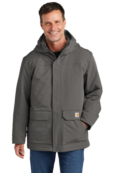 Carhartt CT105533 Mens Super Dux Wind & Water Resistant Full Zip Hooded Jacket Gravel Grey Model Front