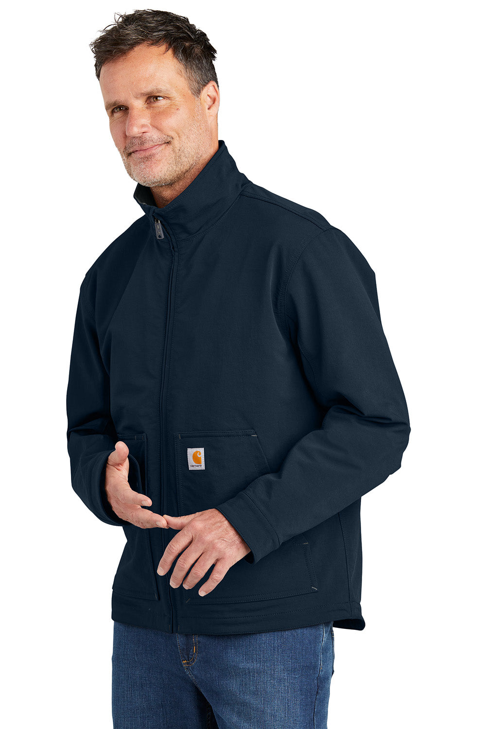 Carhartt CT105534 Mens Super Dux Wind & Water Resistant Full Zip Jacket Navy Blue Model Side