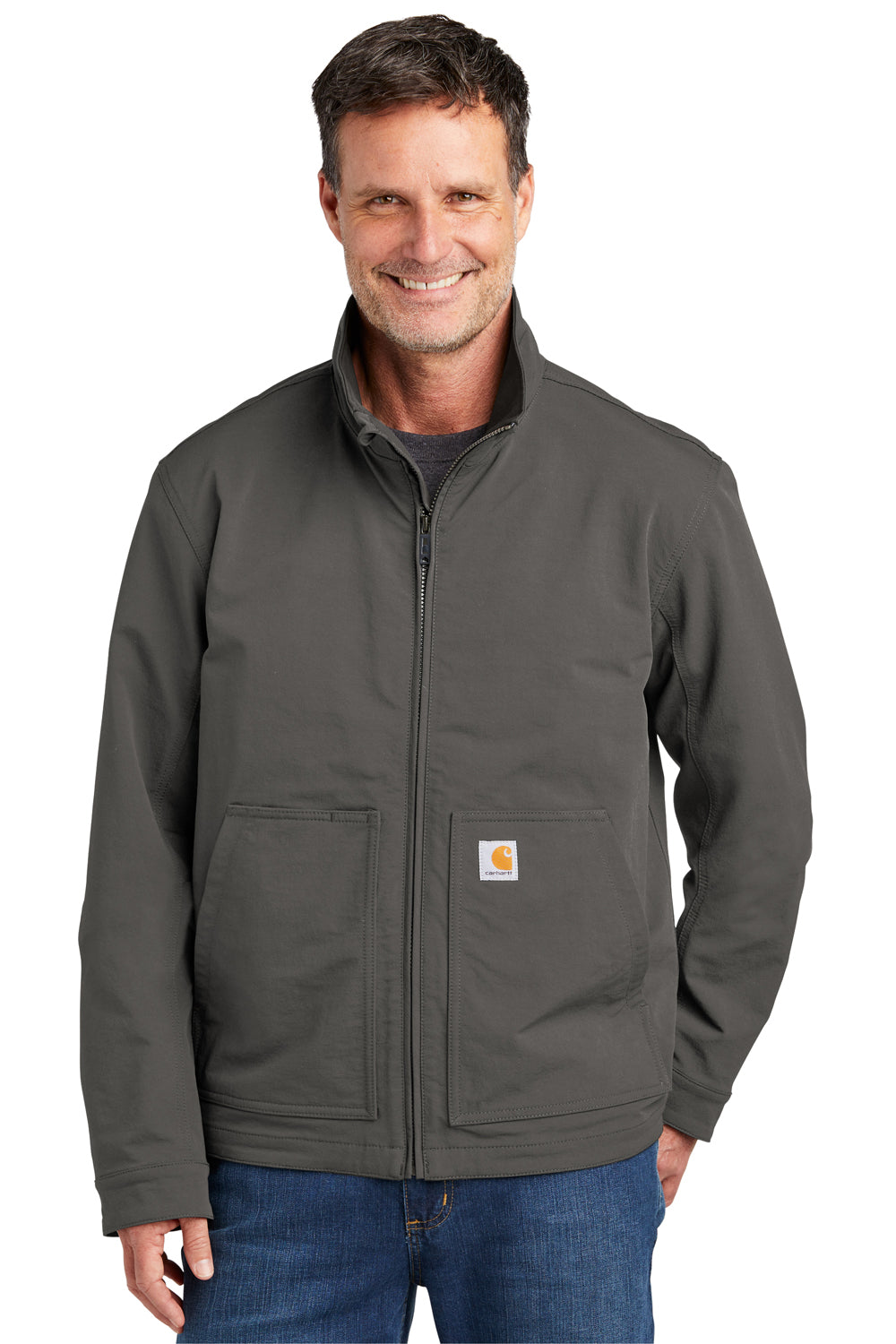 Carhartt CT105534 Mens Super Dux Wind & Water Resistant Full Zip Jacket Gravel Grey Model Front