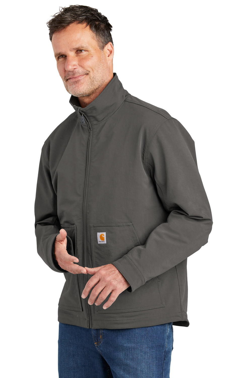Carhartt CT105534 Mens Super Dux Wind & Water Resistant Full Zip Jacket Gravel Grey Model Side