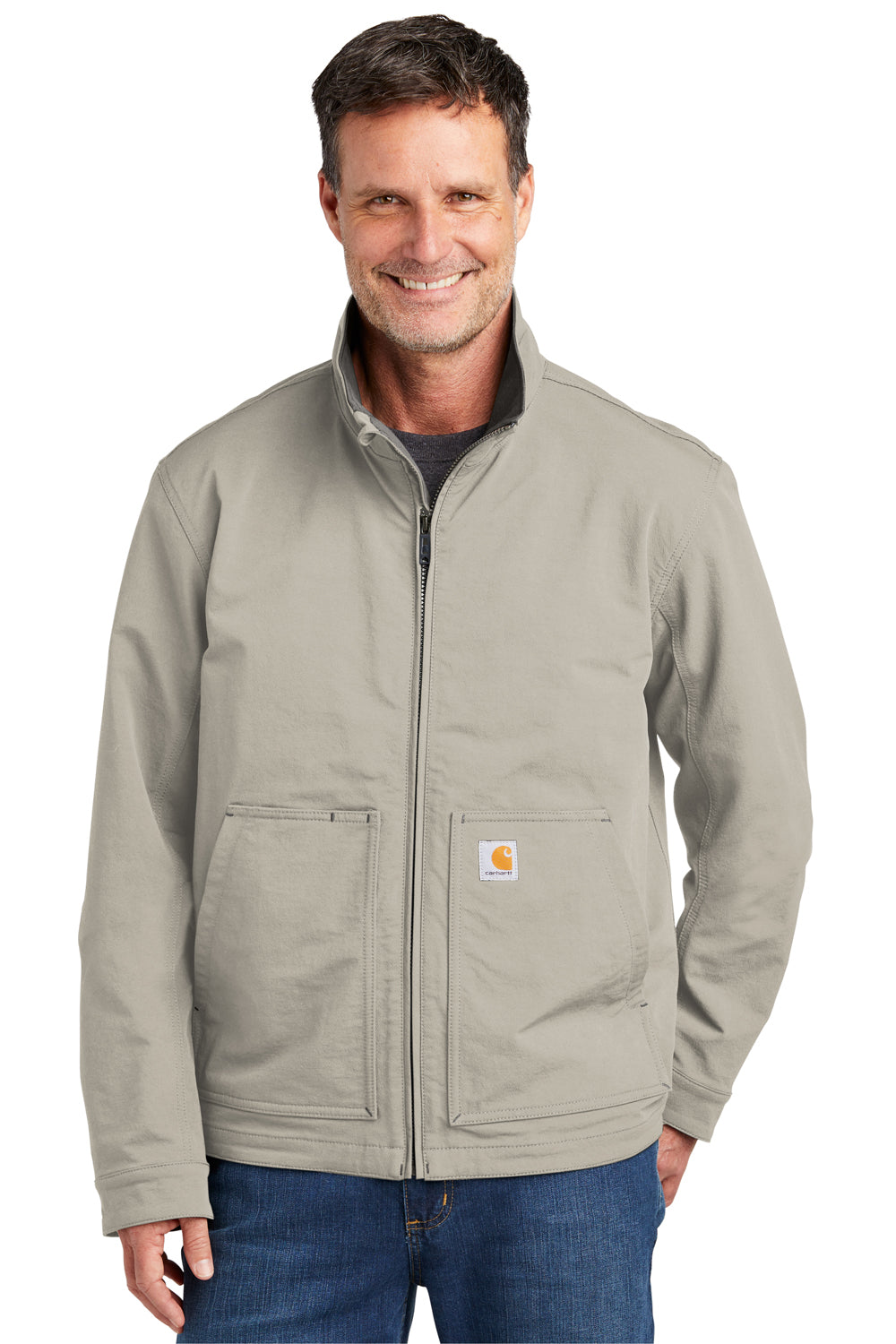 Carhartt CT105534 Mens Super Dux Wind & Water Resistant Full Zip Jacket Greige Grey Model Front