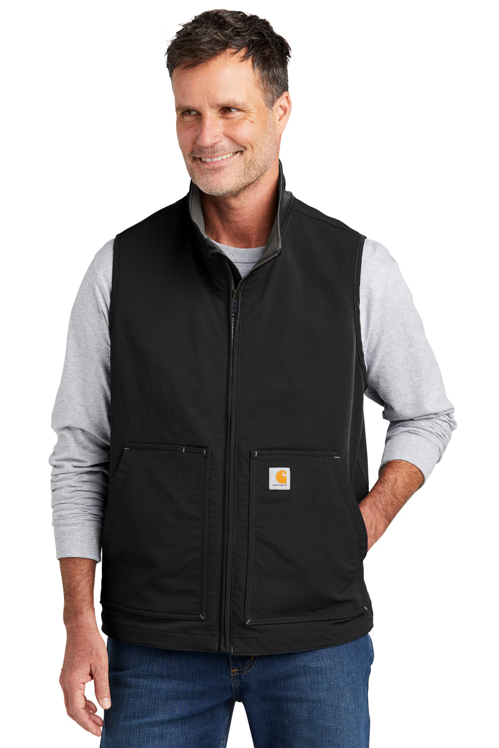 Carhartt CT105535 Mens Super Dux Wind & Water Resistant Full Zip Vest Black Model Front