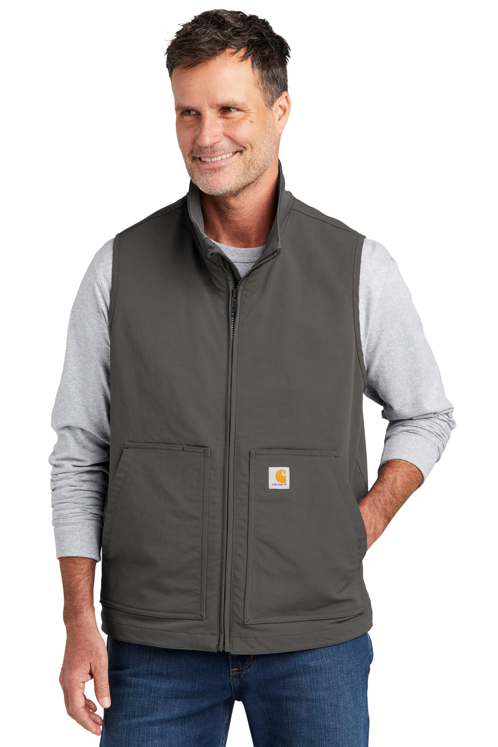 Carhartt CT105535 Mens Super Dux Wind & Water Resistant Full Zip Vest Gravel Grey Model Front