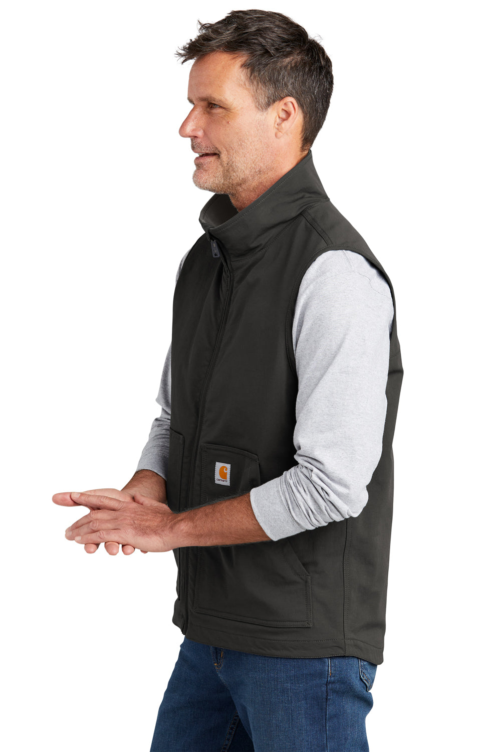 Carhartt CT105535 Mens Super Dux Wind & Water Resistant Full Zip Vest Gravel Grey Model Side