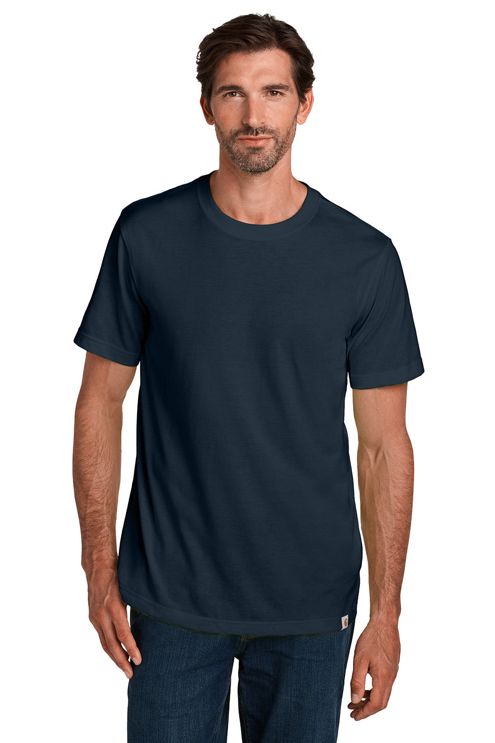 Carhartt CT106020 Mens Short Sleeve Crewneck T-Shirt Navy Blue Model Front