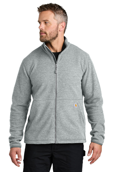 Carhartt CT106416 Mens Textured Fleece Full Zip Jacket Heather Grey Model Front