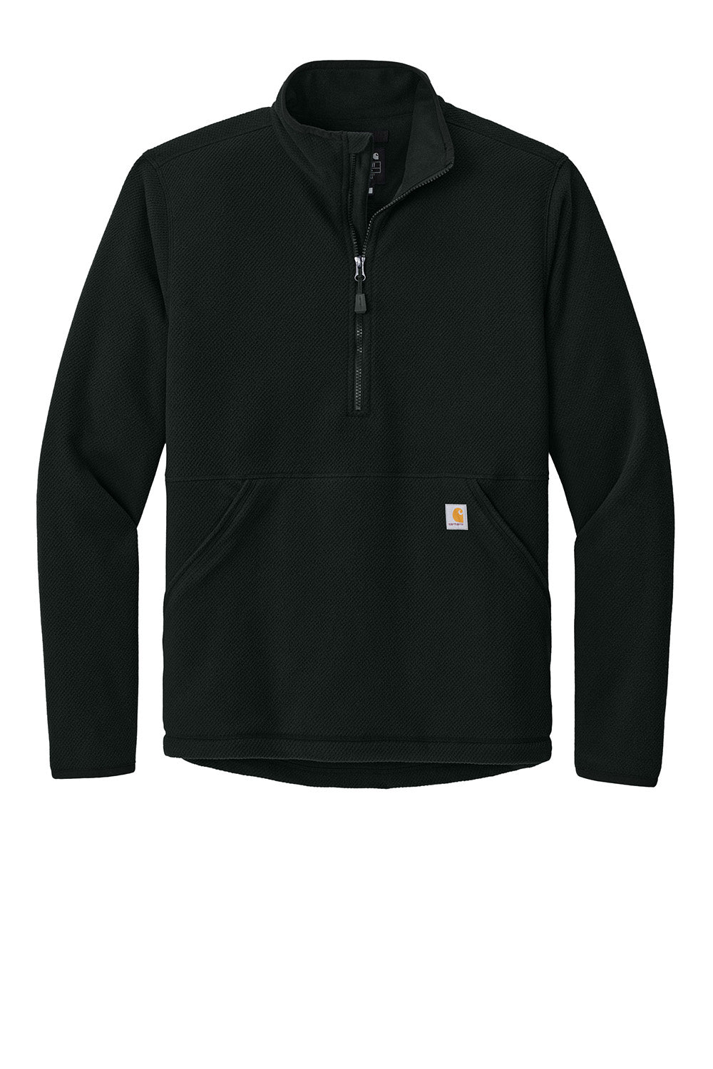 Carhartt CT106417 Mens Textured Fleece 1/4 Zip Jacket Black Flat Front