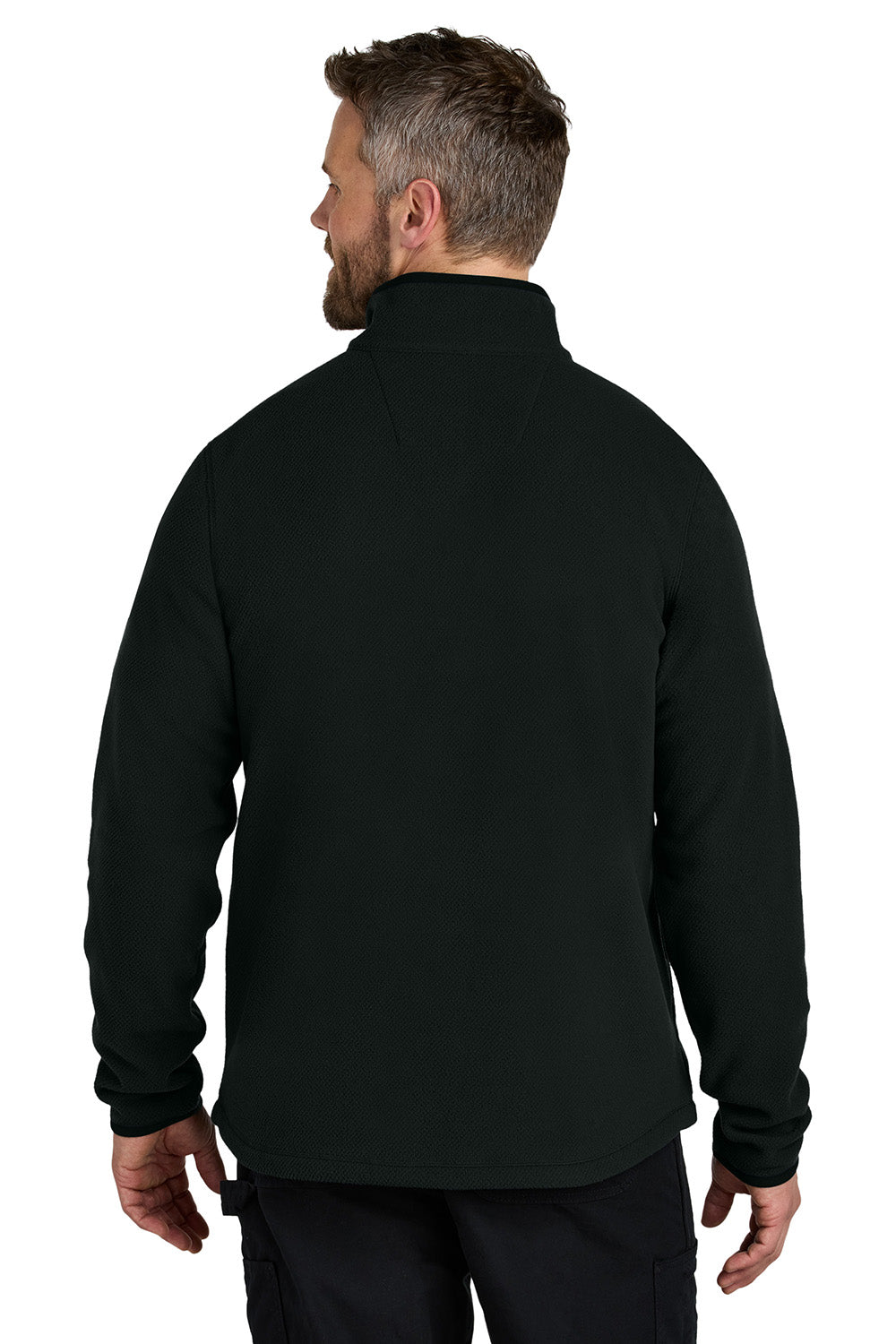 Carhartt CT106417 Mens Textured Fleece 1/4 Zip Jacket Black Model Back