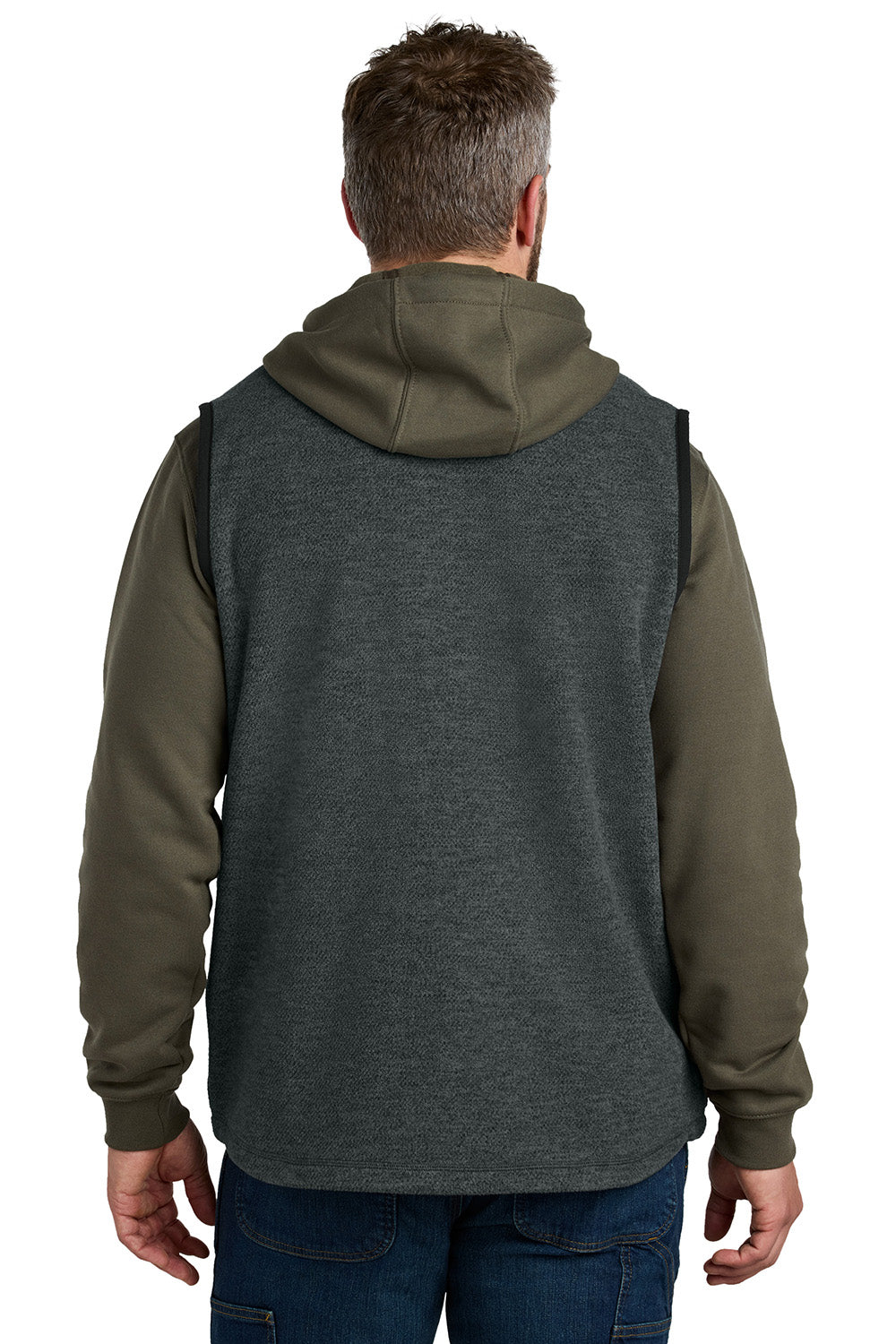 Carhartt CT106418 Mens Textured Fleece Full Zip Vest Heather Carbon Grey Model Back