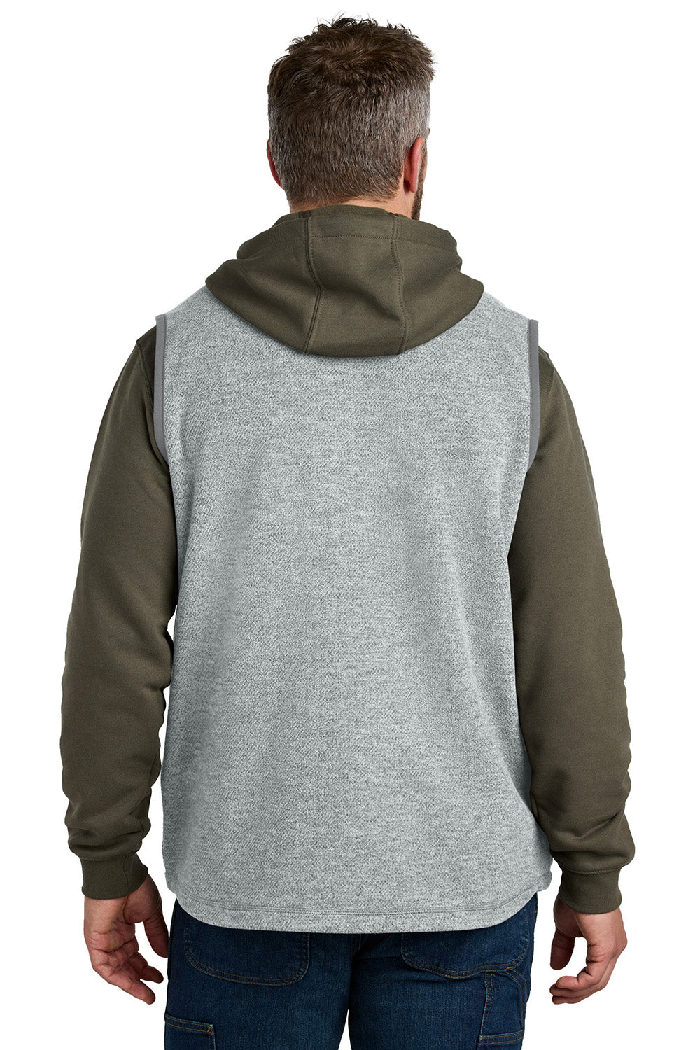 Carhartt CT106418 Mens Textured Fleece Full Zip Vest Heather Grey Model Back