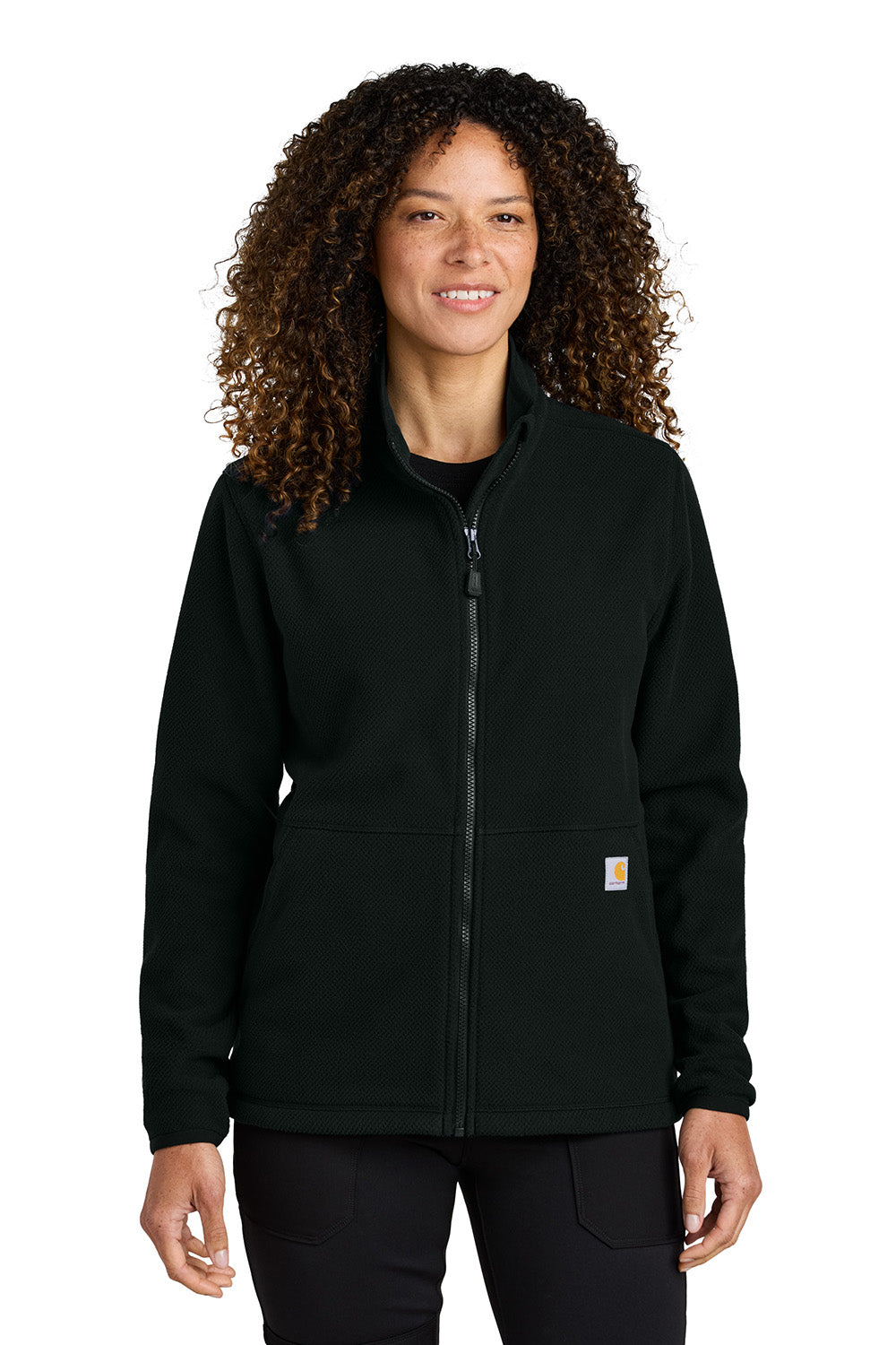 Carhartt CT106419 Womens Textured Fleece Full Zip Jacket Black Model Front