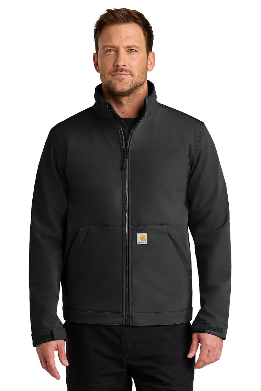 Carhartt CT106438 Mens Rain Defender Full Zip Soft Shell Jacket Black Model Front