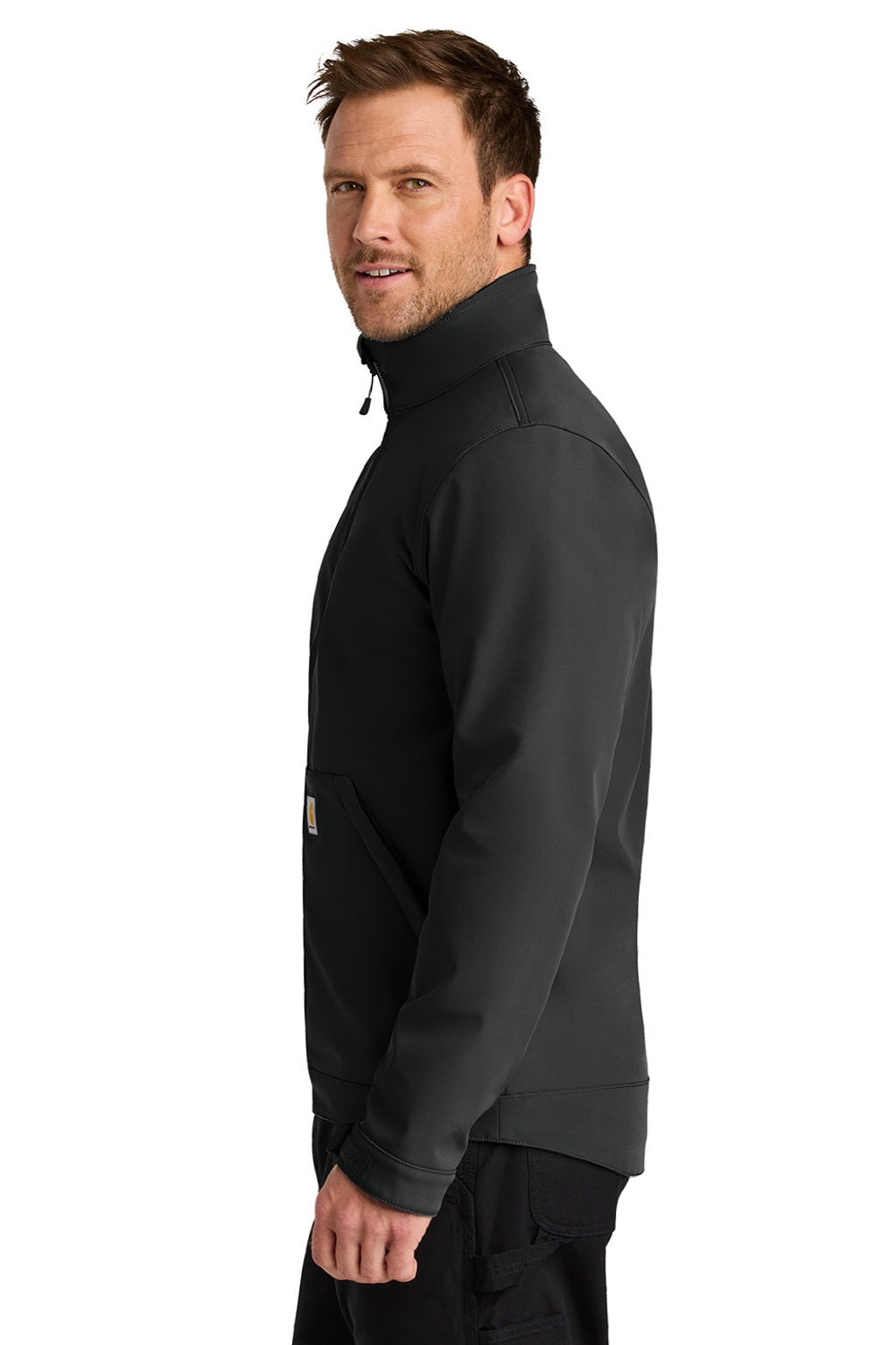 Carhartt CT106438 Mens Rain Defender Full Zip Soft Shell Jacket Black Model Side