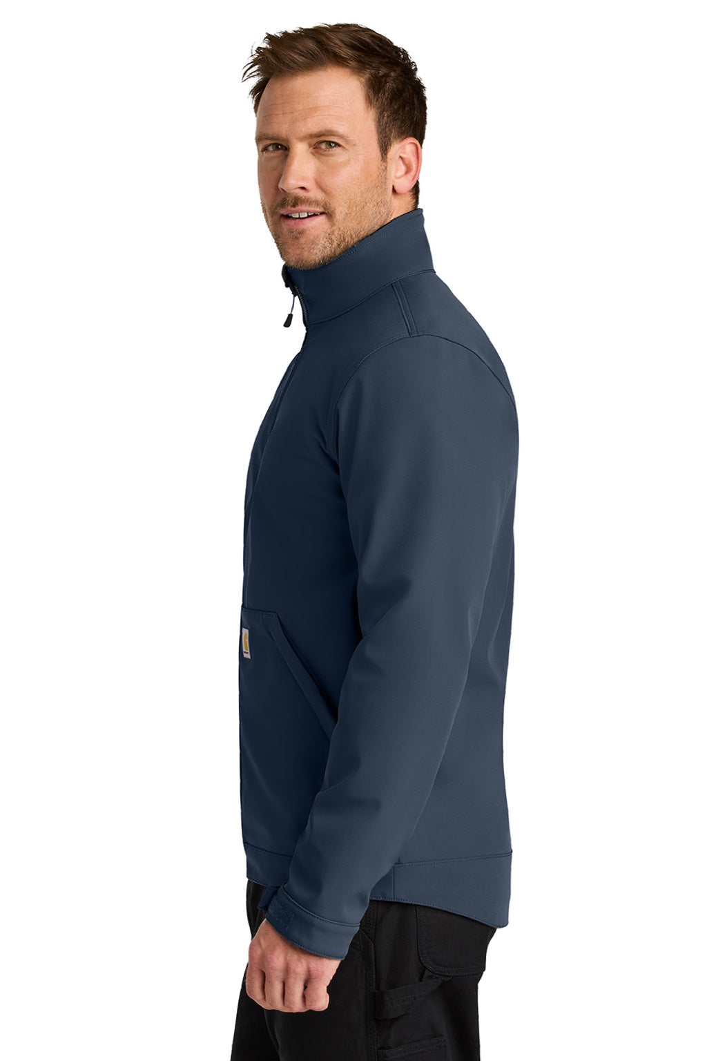 Carhartt CT106438 Mens Rain Defender Full Zip Soft Shell Jacket Navy Blue Model Side