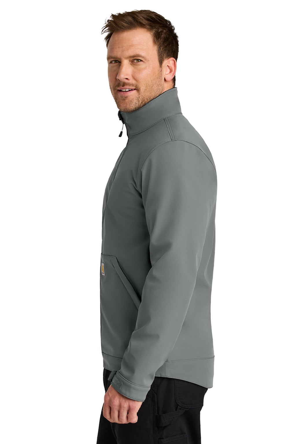 Carhartt CT106438 Mens Rain Defender Full Zip Soft Shell Jacket Steel Grey Model Side