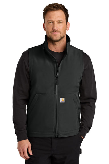 Carhartt CT106439 Mens Rain Defender Full Zip Soft Shell Vest Black Model Front