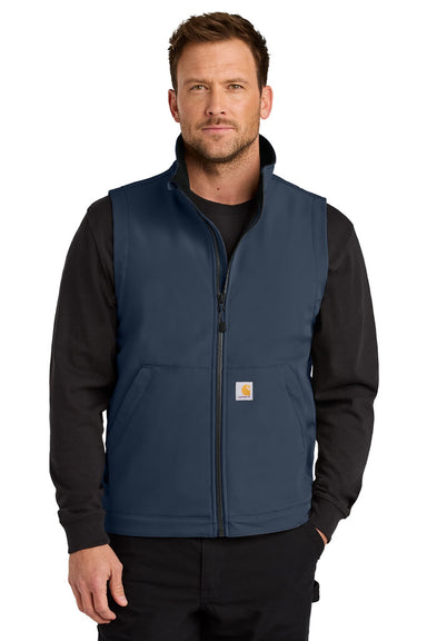 Carhartt CT106439 Mens Rain Defender Full Zip Soft Shell Vest Navy Blue Model Front