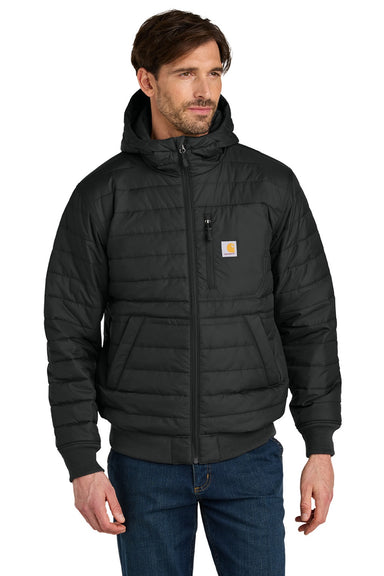 Carhartt CT106543 Mens Gilliam Insulated Full Zip Hooded Jacket Black Model Front