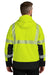 Carhartt CT106693 Mens ANSI 107 Class 3 Storm Defender Waterproof Full Zip Hooded Jacket Bright Lime Green Model Back