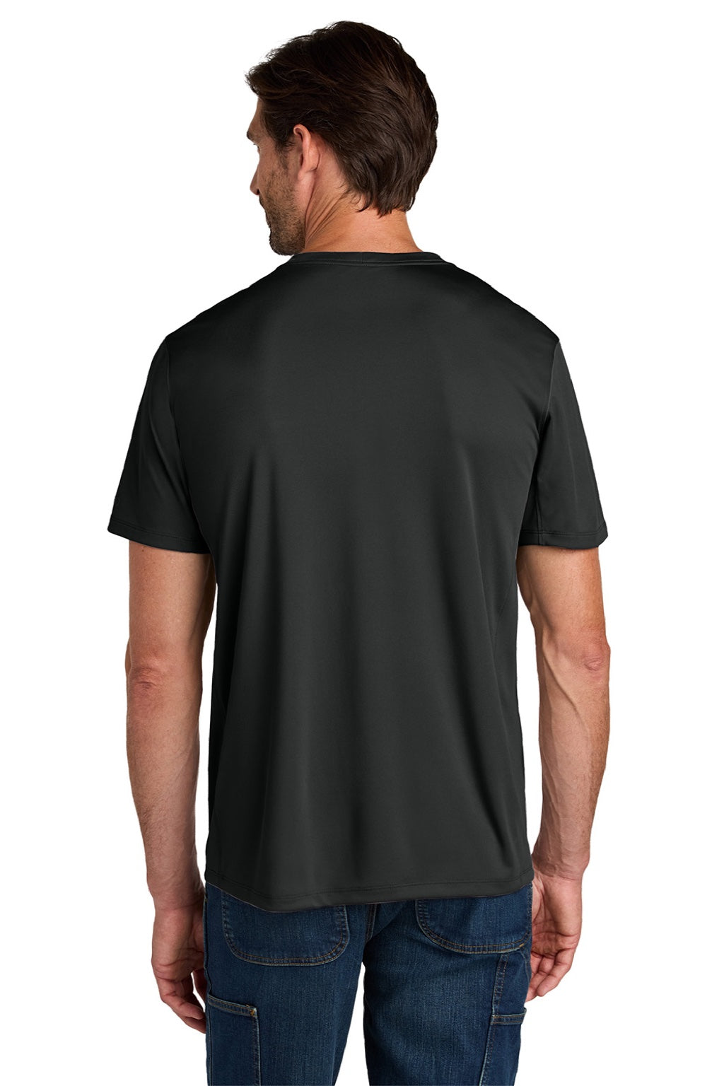 Carhartt CT106868 Mens Force Sun Defender Moisture Wicking Short Sleeve Crewneck T-Shirt Black Model Back