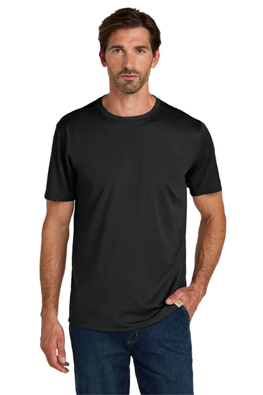 Carhartt CT106868 Mens Force Sun Defender Moisture Wicking Short Sleeve Crewneck T-Shirt Black Model Front