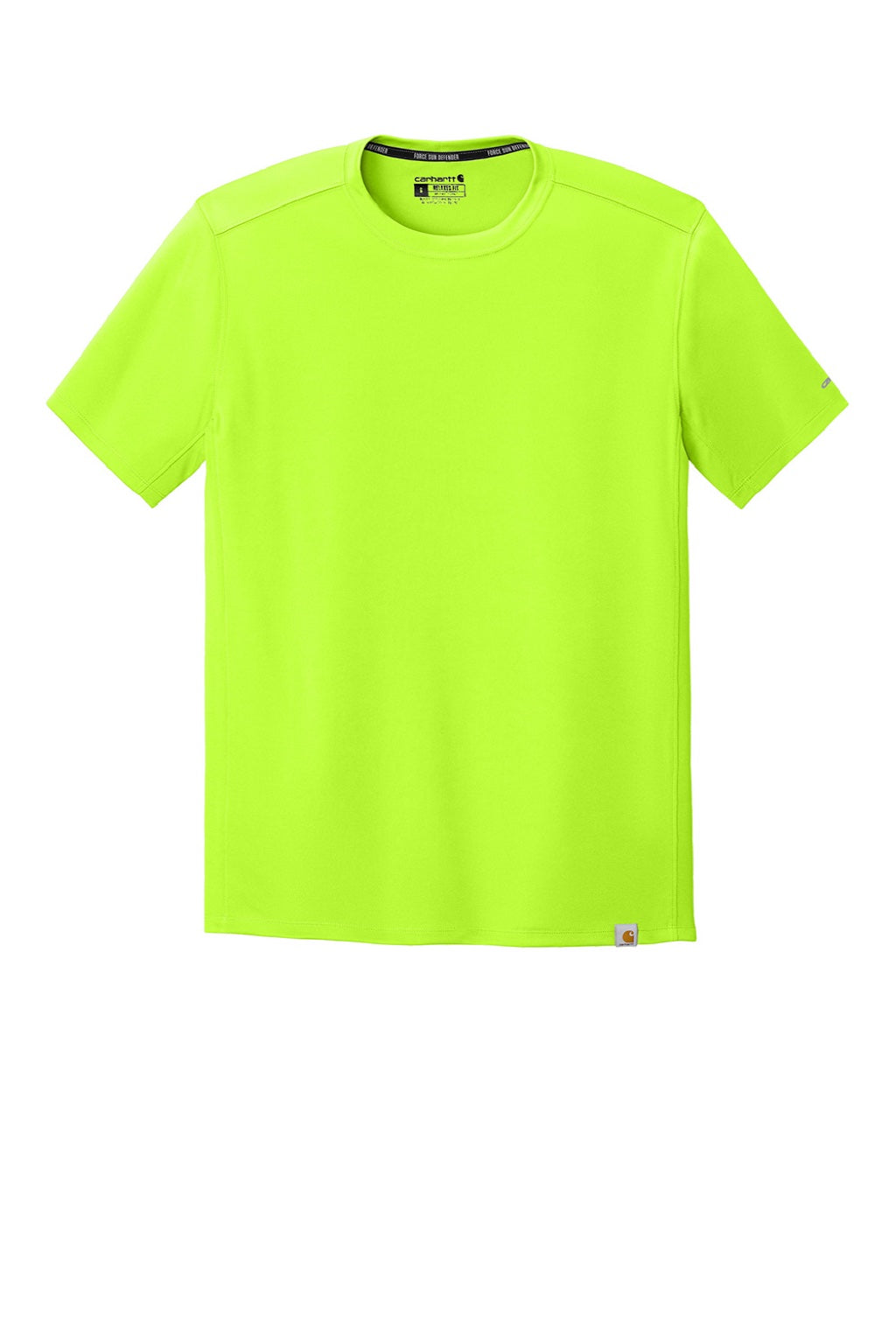 Carhartt CT106868 Mens Force Sun Defender Moisture Wicking Short Sleeve Crewneck T-Shirt Brite Lime Green Flat Front