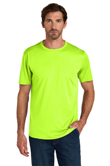 Carhartt CT106868 Mens Force Sun Defender Moisture Wicking Short Sleeve Crewneck T-Shirt Brite Lime Green Model Front
