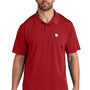 Carhartt Mens Moisture Wicking Short Sleeve Polo Shirt w/ Pocket - Crimson Red