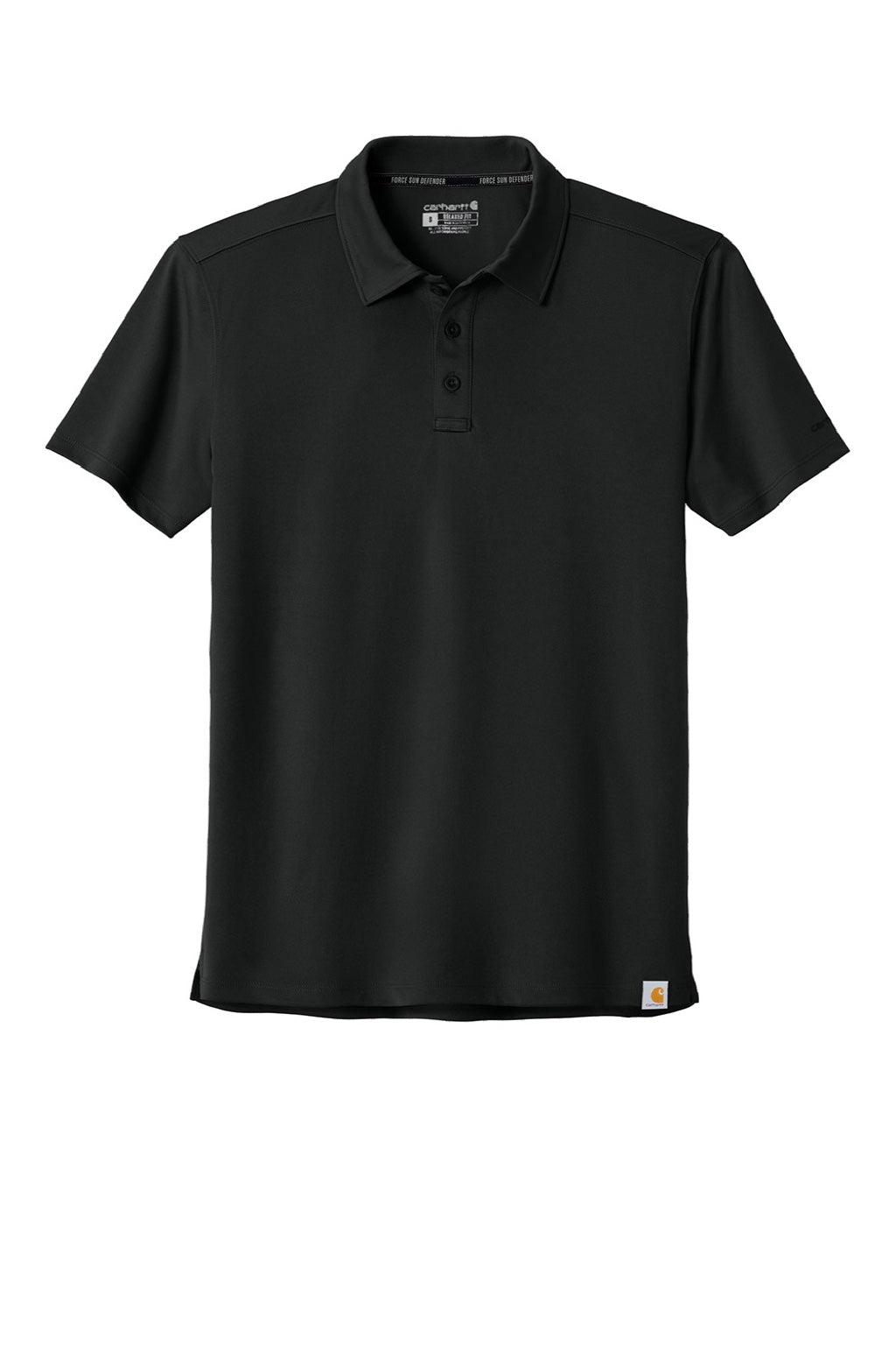 Carhartt CT106899 Mens Force Sun Defender Moisture Wicking Short Sleeve Polo Shirt Black Flat Front