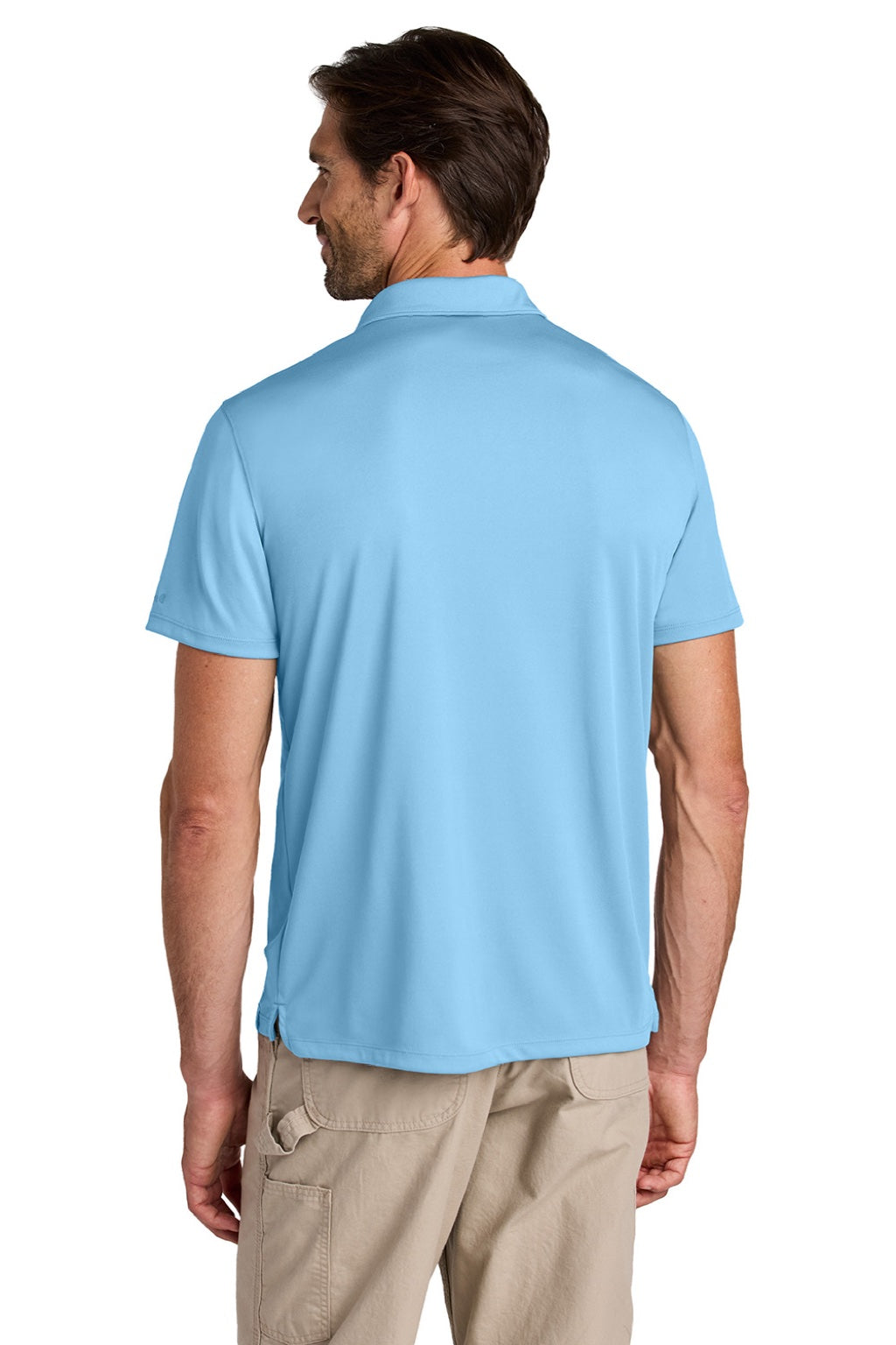 Carhartt CT106899 Mens Force Sun Defender Moisture Wicking Short Sleeve Polo Shirt Fresh Water Blue Model Back
