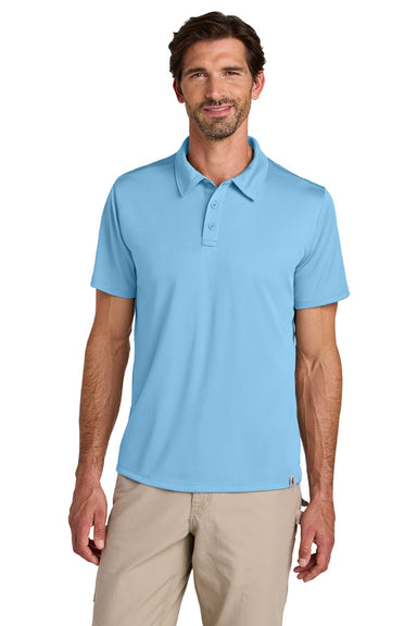 Carhartt CT106899 Mens Force Sun Defender Moisture Wicking Short Sleeve Polo Shirt Fresh Water Blue Model Front