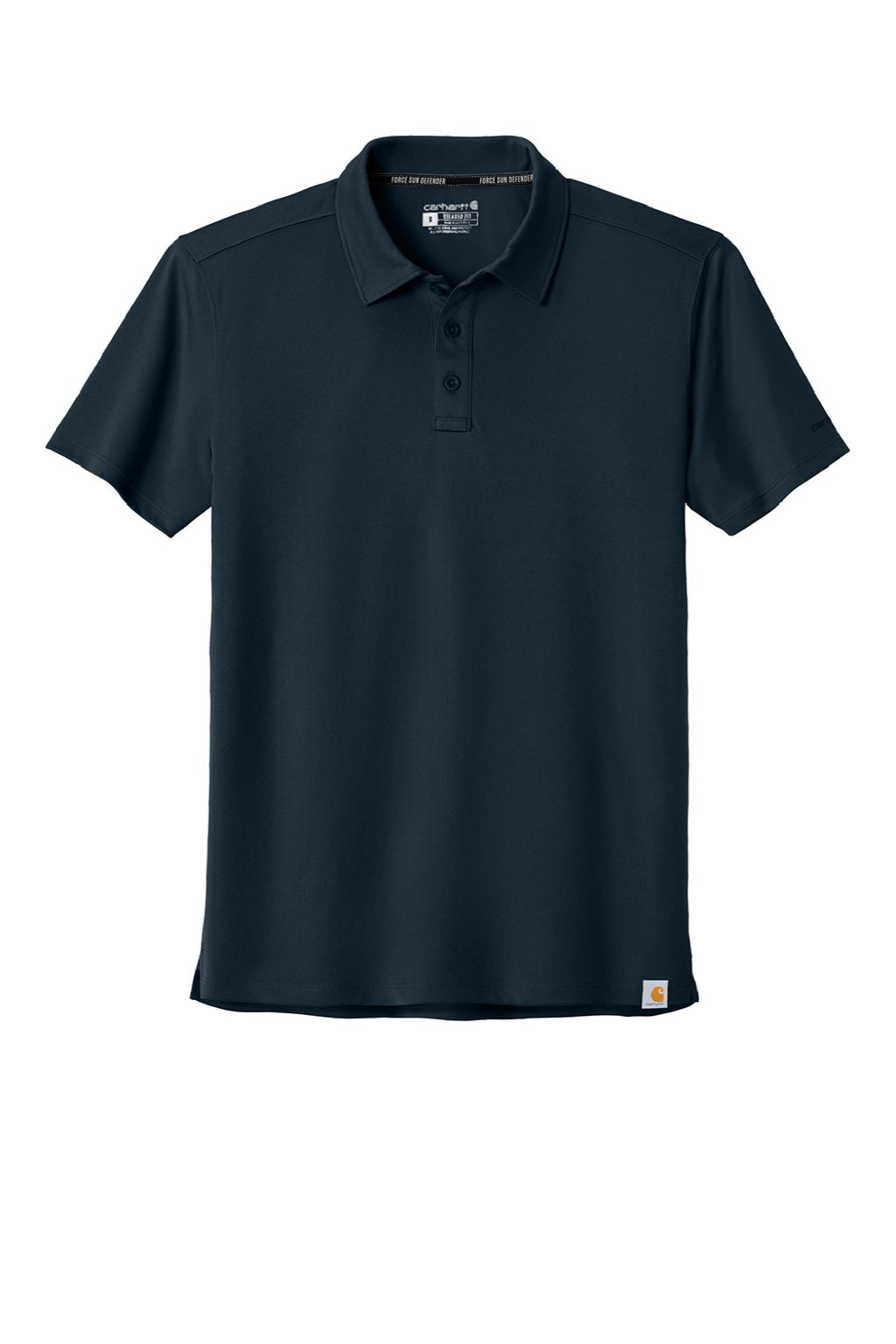 Carhartt CT106899 Mens Force Sun Defender Moisture Wicking Short Sleeve Polo Shirt Navy Blue Flat Front