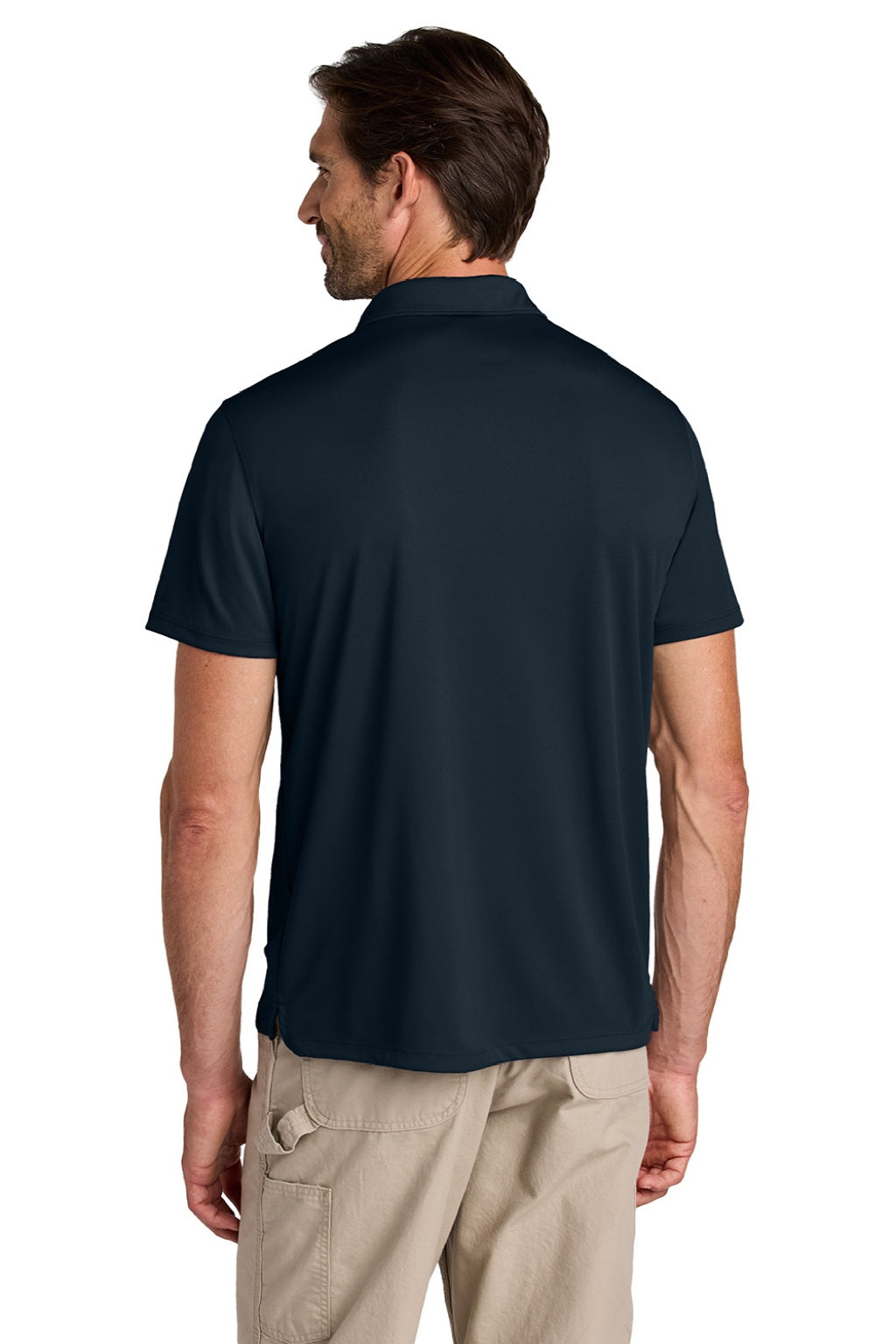 Carhartt CT106899 Mens Force Sun Defender Moisture Wicking Short Sleeve Polo Shirt Navy Blue Model Back