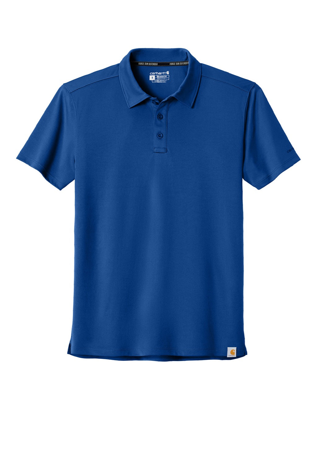 Carhartt CT106899 Mens Force Sun Defender Moisture Wicking Short Sleeve Polo Shirt Royal Glass Blue Flat Front