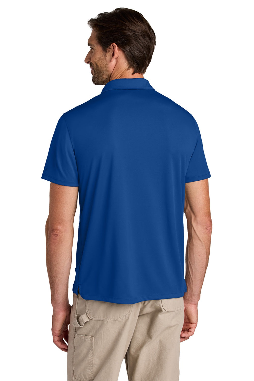 Carhartt CT106899 Mens Force Sun Defender Moisture Wicking Short Sleeve Polo Shirt Royal Glass Blue Model Back
