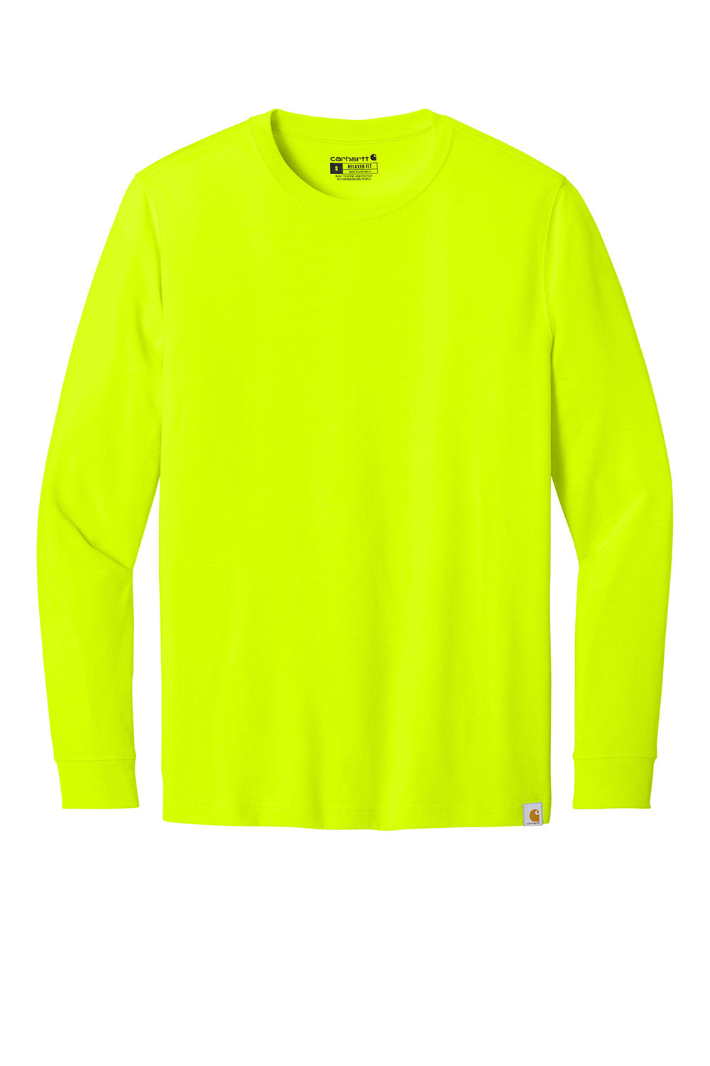 Carhartt CT106921 Mens Long Sleeve Crewneck T-Shirt Brite Lime Green Flat Front