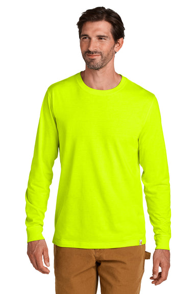 Carhartt CT106921 Mens Long Sleeve Crewneck T-Shirt Brite Lime Green Model Front