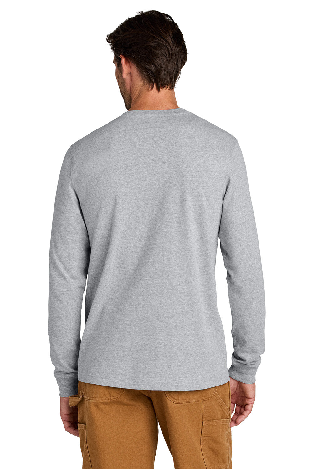 Carhartt CT106921 Mens Long Sleeve Crewneck T-Shirt Heather Grey Model Back