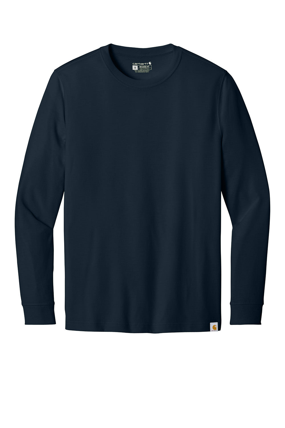 Carhartt CT106921 Mens Long Sleeve Crewneck T-Shirt Navy Blue Flat Front