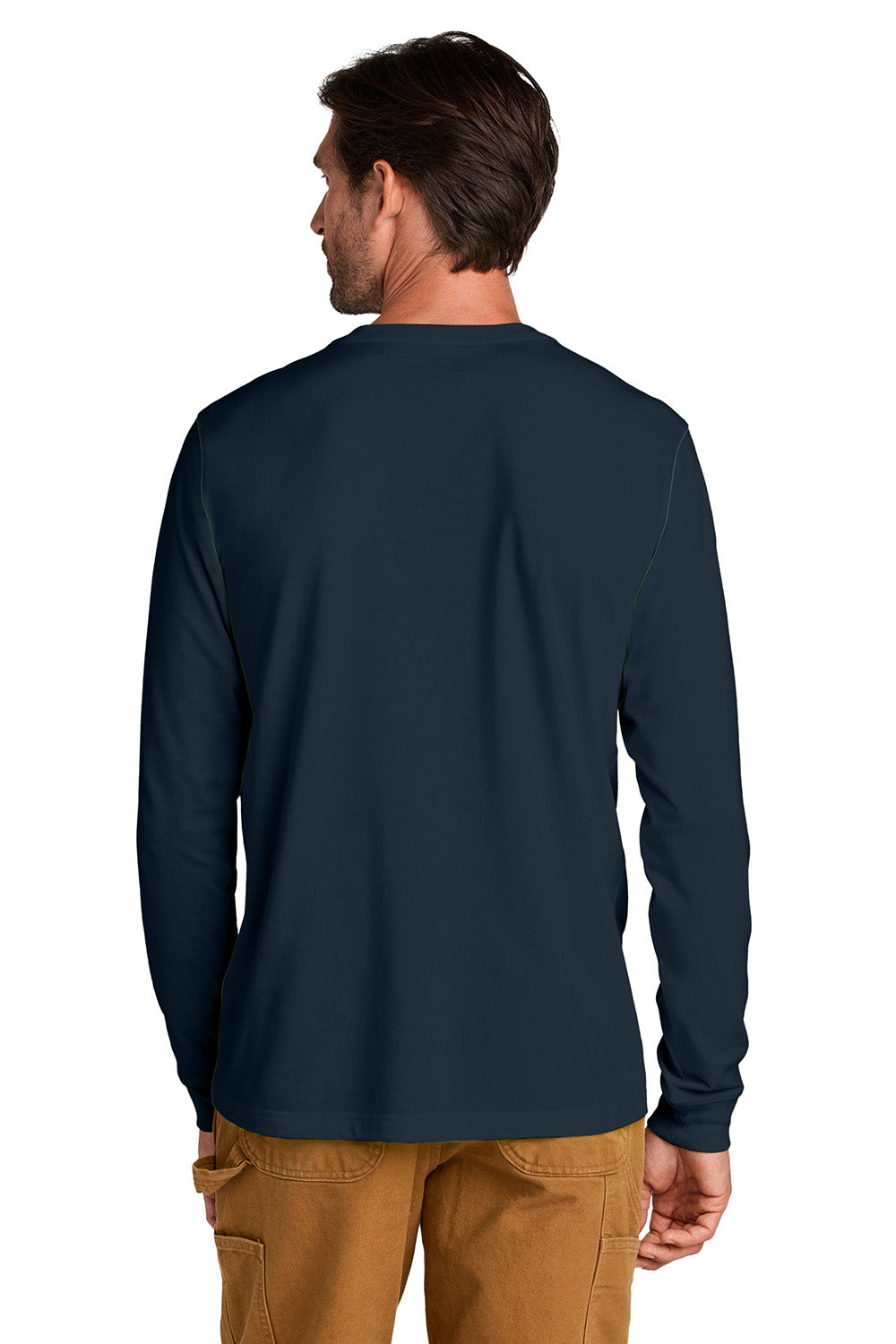 Carhartt CT106921 Mens Long Sleeve Crewneck T-Shirt Navy Blue Model Back