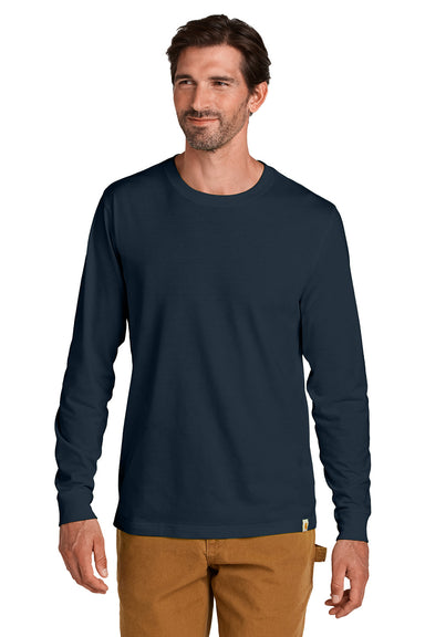 Carhartt CT106921 Mens Long Sleeve Crewneck T-Shirt Navy Blue Model Front