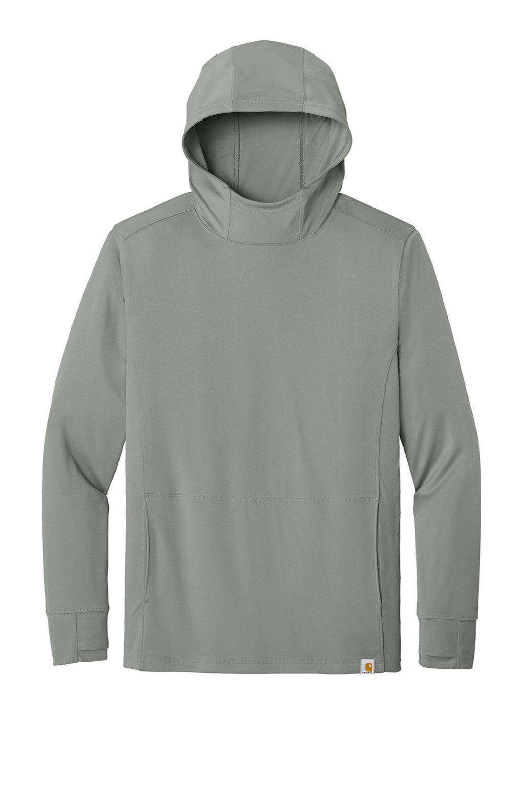 Carhartt CT106923 Mens Force Sun Defender Moisture Wicking Long Sleeve Hooded T-Shirt Hoodie w/ Pouch Pocket Asphalt Grey Flat Front